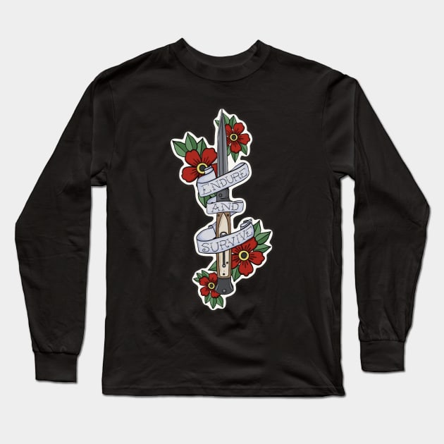 The Last of Us - Ellie's Knife - Endure and Survive Long Sleeve T-Shirt by CosmicWitch616